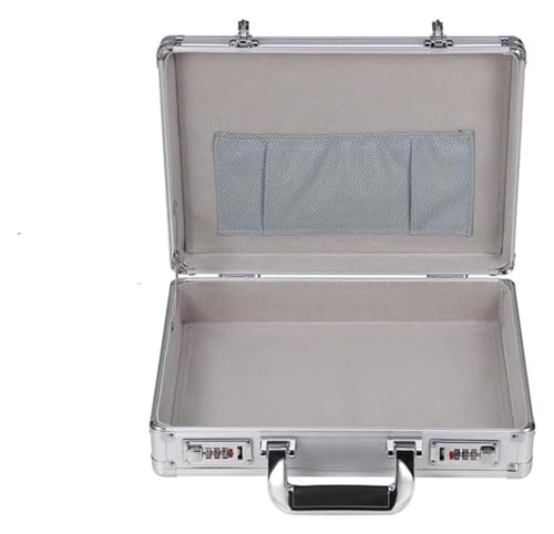 Business Suitcase, Aluminum Storage Box，Aluminum Briefcase Combination Safe Laptop Briefcase Home Invisible Cash Money Case Briefcases For Men And Women ( Color : Silver , Size : 36*24*10cm )