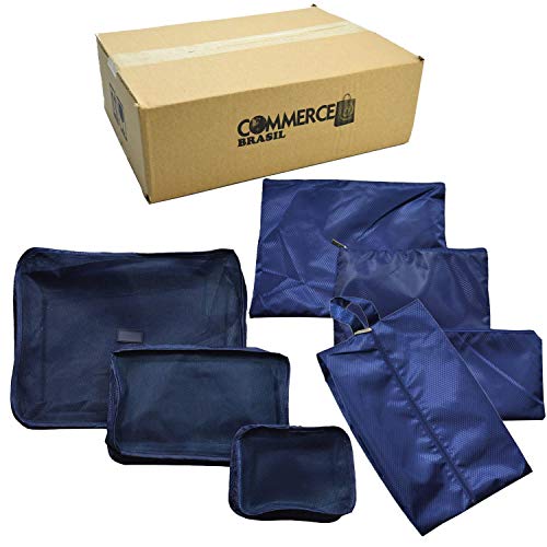Organizador de Mala Viagem Necessaire Kit 7 Peças Azul Marinho CBRN113661