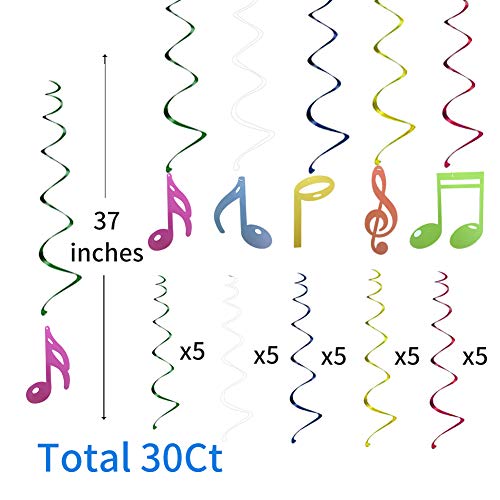 30Ct Colorful Music Sign Hanging Swirl Decorations - Music Sign Birthday Party Supplies Fan Decors #TOP3