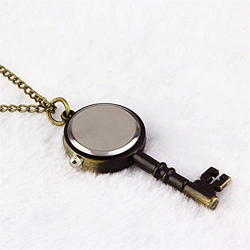 Reloj de bolsillo de bronce con diseño de llave retro y cadena de collar 5
