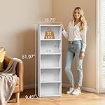 ZENY 5-Tier Shelf Bookcase, Freestanding Wood Storage Display Open Bookshelf for Home Office, White - Image 3