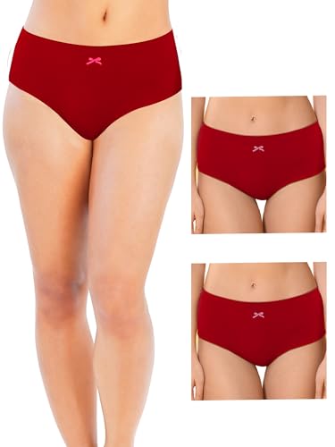 Image of DChica Cotton Panties for Women, Comfortable Mid Waist Hipster Panty with Stretchable Waistband Full Coverage Breathable Underwear /Briefs for Ladies