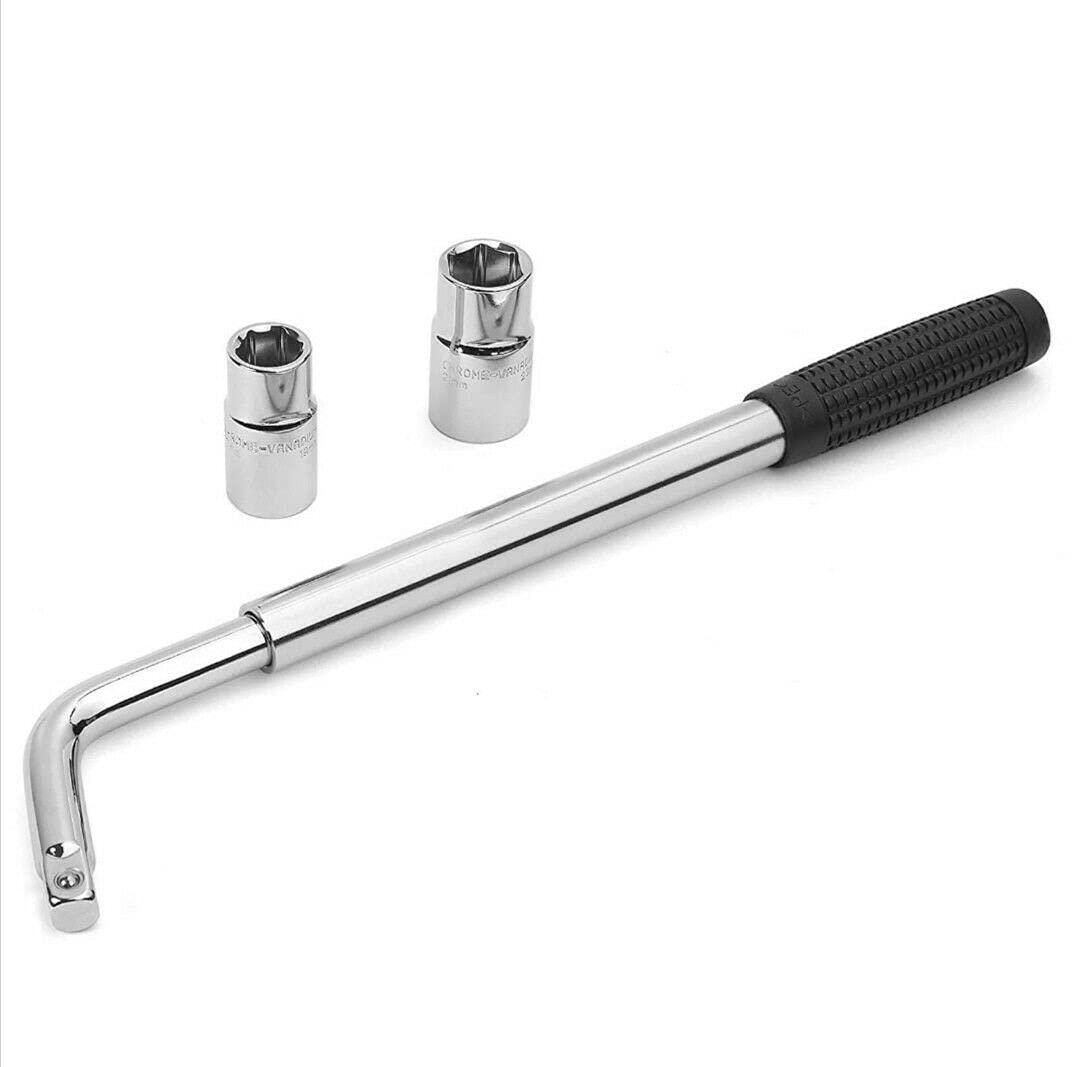 DICN Telescoping Wheel Lug Nut Wrench Kit 17/19/21/23MM Sockets Brace