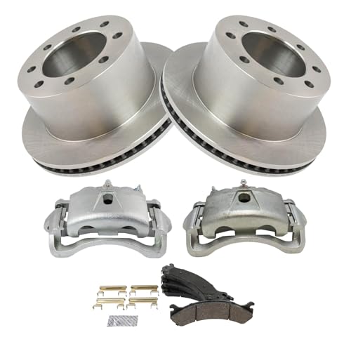 Image of TRQ Rear Ceramic Disc Brake Pads Rotors & Caliper Kit for GM Dually Truck