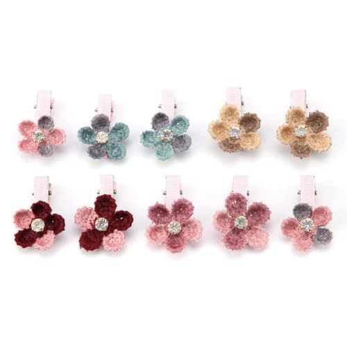 Miniatura 6 de Pssopp Pinzas Para El Cabello Para Mascotas, Accesorios De Aseo Con Diseño Floral, Pinzas De Cocodrilo Para Y Gato, Paquete De 10