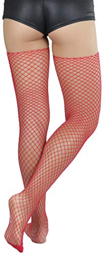 Image of ToBeInStyle Women's Seductive Punk Rock Basic Unfinished Rawedge Fishnet Thigh Highs