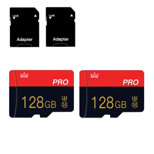 Carte mémoire 128GB Micro Memory Card Classe 10 avec Adaptateur SD - Carte TF Haute Vitesse pour Tablette/téléphone Mobile/Appareil Photo/autoradio/Console...