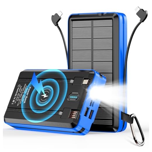 52800mAh Solar Power Bank with Built-in Cables