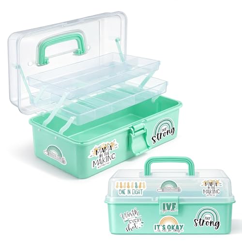 Mifoci Green Ivf Medication Organizer Gift Caddy 3-layer Plastic Dividing Storage Box with Spacers Ivf Meds Must Haves Organize Supplies Womens Home Utility Box