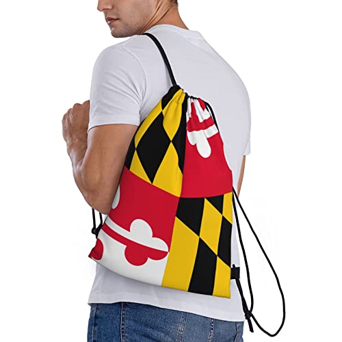 Maryland MD State Flags Drawstring Bags Unisex Drawstring Backpack 3D Print Lightweight Daypack Sports Gym Bag Small2