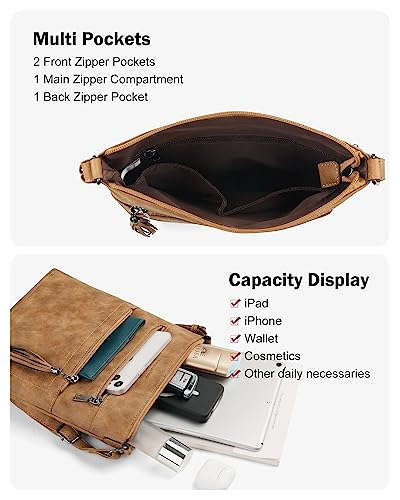 Image of MASINTOR Crossbody Purses for Women, Multi Pocket Casual Crossbody Bag, Adjustable Strap Shoulder Bag with Tassel