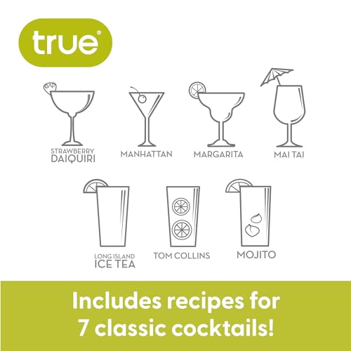 image for True Maraca Cocktail Recipe Shaker with Cap and Built In Strainer, 7 D