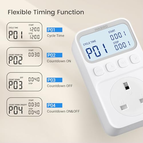 Image of INKBIRD Plug-in Timer Thermostat C216T Temperature Controller Heating and Cooling Programmable with Timing Control High /Low-Temperature Alarm Refrigeration Delay Memory Function (UK-Plug)