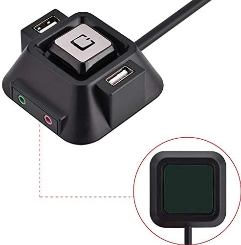 Lazmin Desktop PC Switch,Desktop PC case Switch Dual USB Ports Power Supply Supplies on/Off Reset Push Button Audio Microphone Port, Desktop PC Button