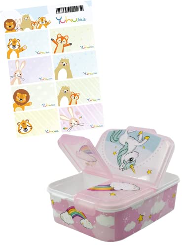 Premium Brotdose Einhorn Mit 3 Fächern - Bento Lunchbox Für Kinder, Schule & Kindergarten