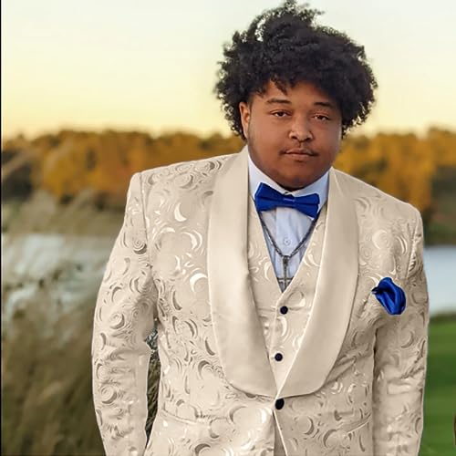 GATMSTZ Suits for Men Big Tall Wedding 3 Pieces Men Suits Blazer Vest Pants Jacquard Party Evening2