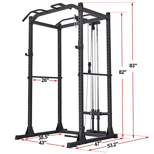 Papababe Power Cage, Squat Rack Power Rack With Lat Pulldown(Power Cage With Lat Pulldown) #TOP1