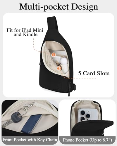 Image of Sling Bag Nylon Crossbody Bags for Women with Anti-theft RFID Blocking Pocket Cross Body Purse Adjustable Shoulder Strap