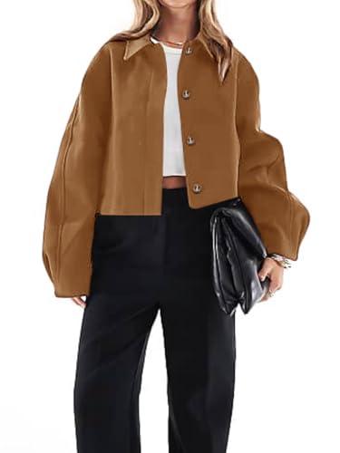 Cicy Bell Womens Cropped Pea Coat Casual Button Down Short Jackets Fall Winter Outerwear3