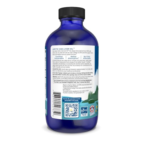 Nordic Naturals Arctic Cod Liver Oil|1060 Mg Omega 3 Fish Oil Epa & Dha Supplement|Omega 3 Cod Liver Oil Liquid For Heart,Brain Health|Flavour Orange Fish Oil 8 Fl Oz(237 Ml),48 Servings