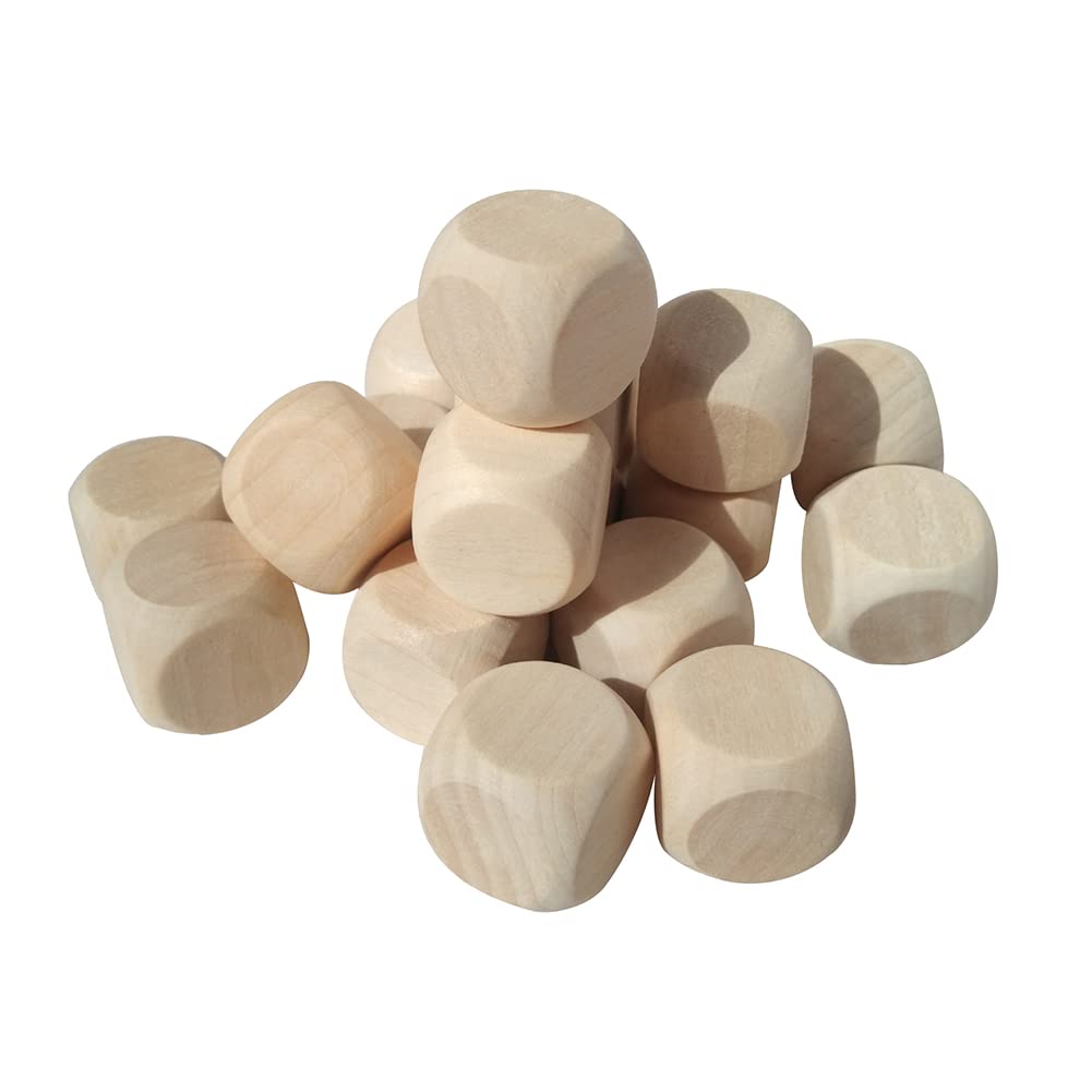 Hugede Wood Color 100 Pcs 16Mm Blank Wooden Dice Unfinished Wood Blocks Small Craft Cube Rounded Six Sided Dice Square Dice Set For Diy Teaching Board Game