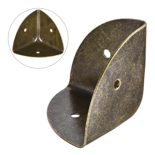 Image of uxcell 40x40x40mm Metal Box Corner Protectors Edge Guard Bronze Tone 4pcs for Table Corners and Desk Corners