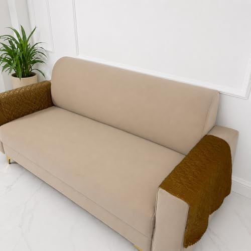 Image of Homerz Premium Petal Charm Sofa Cover | Embossed Floral Pattern | Soft Touch, Anti-Dust & Easy Wash Fabric Cloth, Washable and Durable (Mustard, 2 Pc Armrest, Armrest)