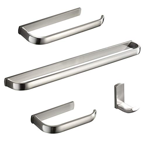 Juego de accesorios de baño de latón, níquel cepillado, 4 piezas de accesorios de baño, toallero montado en la pared, toallero, soporte para papel higiénico