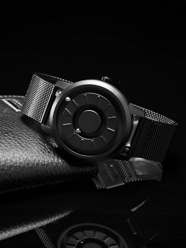 Image of EUTOUR Mens Watches Stainless Steel Magnetic Watch Quartz Watch Business Casual Fashion Wrist Watches Stainless Steel Mesh Strap Black Watches Men 40mm