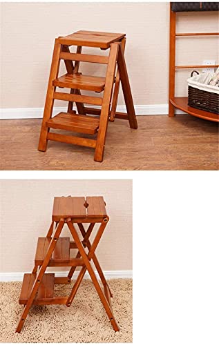 Escabeau pliant 3 marches bois portable et tabouret haut - 5