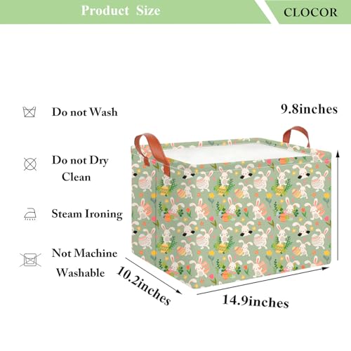 Image of CLOCOR Rectangular Easter Gift Basket Empty,Waterproof Storage Basket with Handles,Room Decor(Pink Flower Easter Egg)