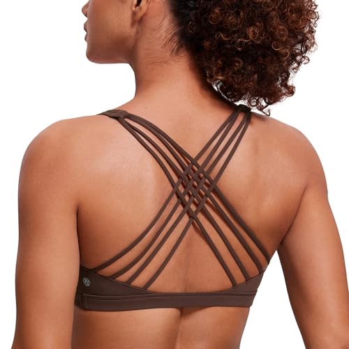 Image of CRZ YOGA Naked Feeling Strappy Sports Bras for Women - Criss Cross Back Wireless Padded Cami Yoga Workout Top