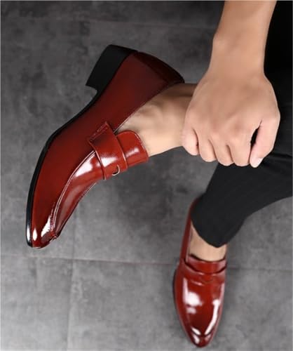 Mens Loafers Shoe Simple Breathable Burnished Toe Loafers Faux Leather Resistant Flat Heel Lightweight Fashion Slip On2