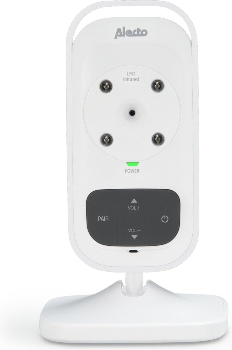 Alecto DVM-76 - Monitor de bebé con cámara, alcance de 300 metros y visión nocturna, pantalla de temperatura, color blanco