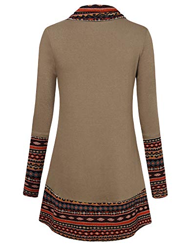 Bebonnie Tunic Tops For Leggings For Women, Plus Size Oversized Maternity Sweatshirts Cowl Neck Tunics Long Sleeve Casual A-Line Top Blouse Winter Fall Flannel Sweatshirts Dressy Pullover Brown 3Xl #TOP2