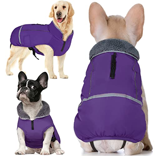 QBLEEV Dog Winter Coat, Warm Dog Coat Reflective Jacket, Turtleneck Waterproof Pet Clothes for Cold...