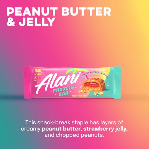 Alani Nu Protein Bars PEANUT BUTTER & JELLY | High Protein Gluten-Free Bars | 16g Protein | Low-Sugar (11G) Low-Carb Healthy Snacks | 12 Individually Wrapped Bars - image 3