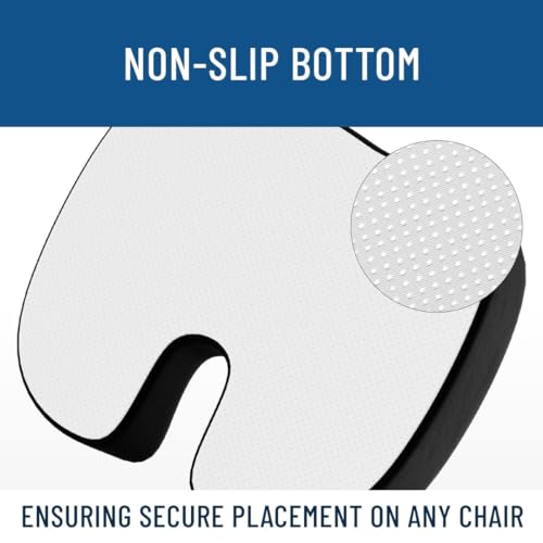 Image of Royalkart Ultimate Coccyx Seat Cushion with Cooling Effect Memory Foam & Orthopedic Design for Tailbone and Lower Back Pain, Muscular Stress, Ergonomic U-Shaped Hip Support Pillow