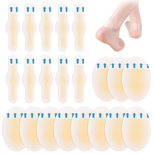 Lot de 20 Pansements Ampoules, Invisibles Pansements Hydrocolloïde Gel Bandages pour Prévention et Soin des Ampoules, Pansements Ampoule Talon soin des Ampoule au Pied, Orteil et Talon