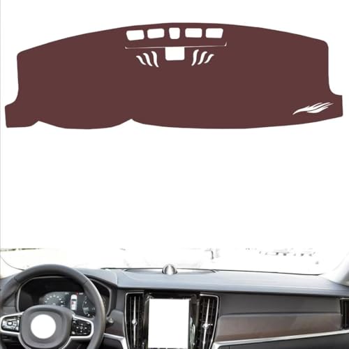 Anti-Slip Sun-Proof Dashboard Cover Compatible with Volvo V90 (Gyroscope), Premium Leather (Brown)