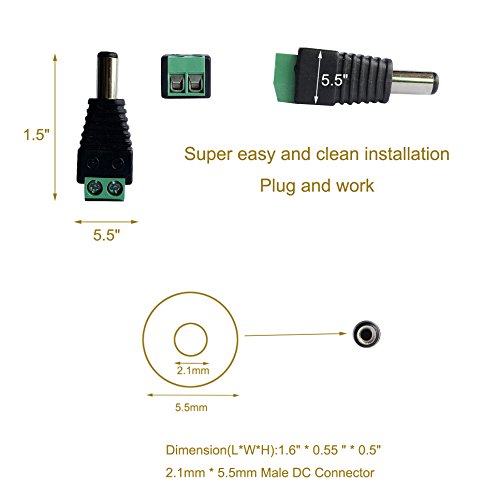10 Male And 10 Female 12V Dc Power Jack Adapter Connector For Led Strip Cctv Camera #TOP1