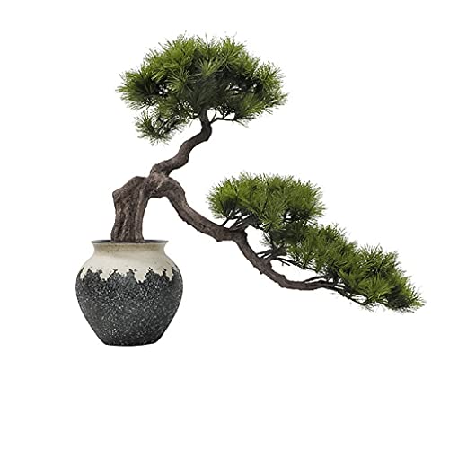 plantas artificiales Árbol artificial Bonsai Simulado Bienvenido Pino Flowerpot Chino Jarrón Simulado Silicona Verde Plantas Negras Piedras Estudio y oficina Plantas y flores artificiales