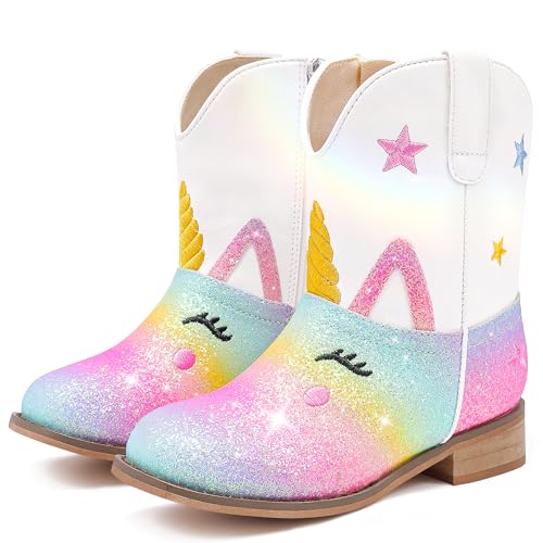 Toddler Girls Cowgirl Boots Cowboy Boots for Boys Little Kids Boot Animal Zipper Ankle Western Riding Shoes Birthday Party Wedding