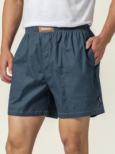 Image of DAMENSCH Regular Fit Solid 100% Soft & Durable Cotton Boxer Shorts Dual Pockets Anti-Bacterial Moisture Wicking Microfibre Waistband Ultra-Light Boxers for Men