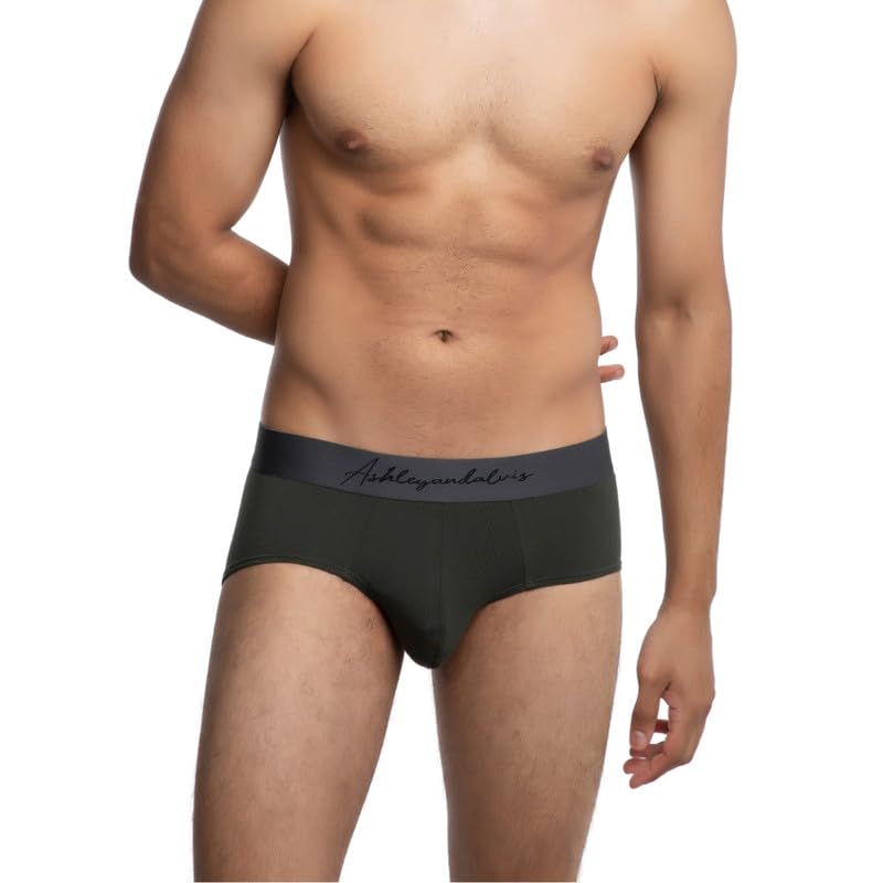 AshleyandAlvis | Bamboo Micromodal | Men’s Brief | Antibacterial | 5X Softer | 3X Moisture Wicking | Mens Underwear | Premium Breathable | Super Soft Waistband | Daily use Underwear | Green Colour