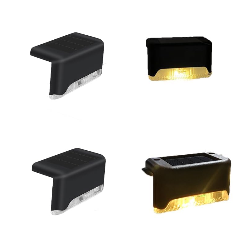 zalati Solar Deck Lights 4pcs Solar LED Light IP65 Water-Resistant for Stairs Steps, Fences, Patios, and Pathways Outdoor - Warm Light - Image 2