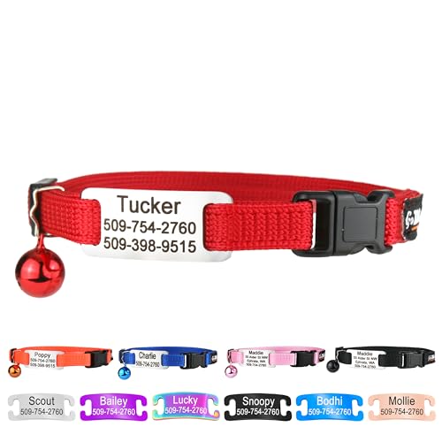 GoTags Personalized Cat Collars with Tag, Engraved Custom Cat Collar