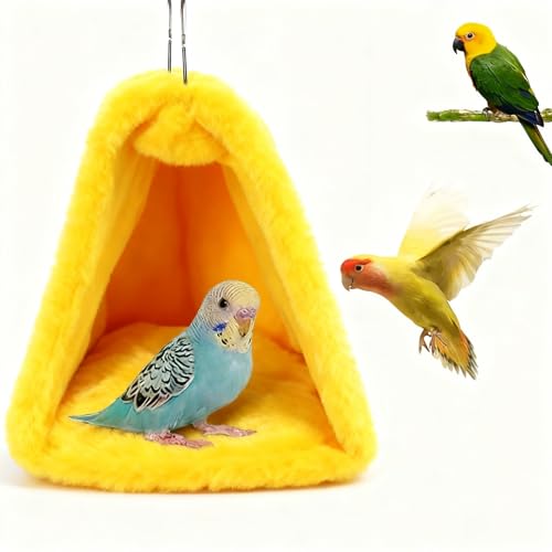 Image of Bird Nest Snuggle Hut Soft Plush Hammock Hanging Cage Tent for Birds Parrot Winter Warm Bed Pet Toy for Hamster Parrot Macaw Budgies Eclectus Parakeet Cockatiels Cockatoo Lovebird (Yellow)