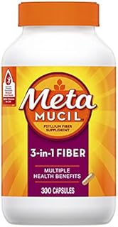 Metamucil, Psyllium Husk Fiber Supplement, 3-in-1 Fiber for Digestive Health, Plant Based Fiber, 300 Capsules