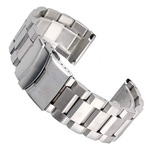Correa de Reloj, Correas de Reloj de Acero Inoxidable, Hebilla Plegable Plateada de 18/20/22/24mm, repuestos de Correas de Reloj de Metal
